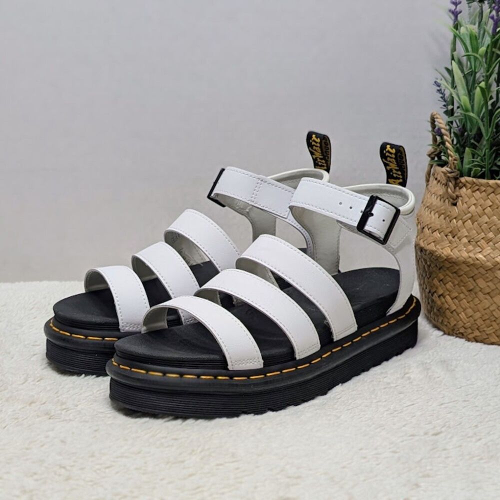 Dr. Martens Blaire White Hydro Leather Strap Gladiator Sandals UK 8 NIB